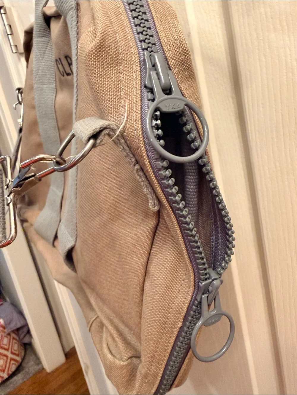 Lands' End Square Rigger  Canvas Laptop Bag in Tan with Gray Straps